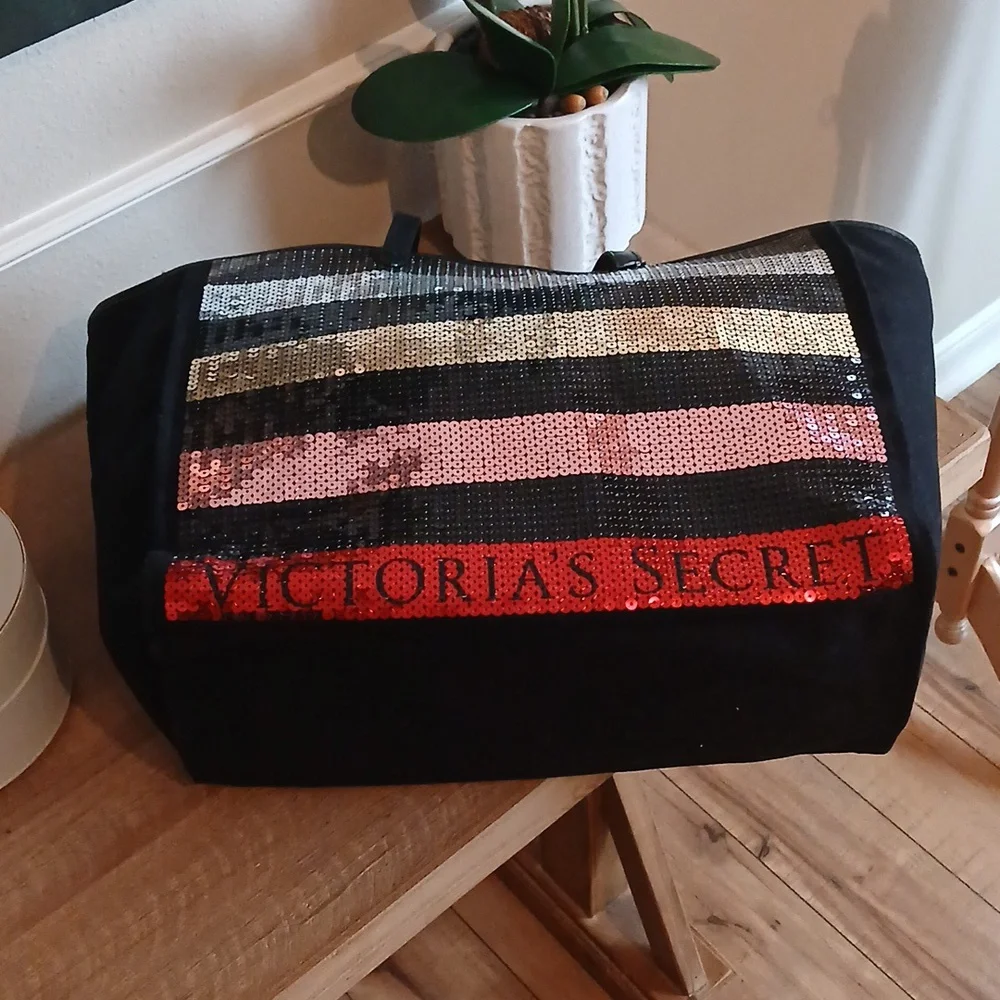 Victoria's Secret Limited Edition Black Embellished Glam Tote Bag